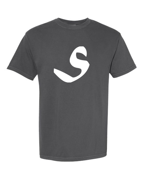 Alphabet S T-Shirt 9 inch calligraphy White ink, Pepper