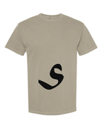 Alphabet S T-Shirt 9 inch calligraphy Black ink, Sandstone