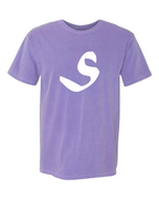 Alphabet S T-Shirt 9 inch calligraphy White ink, Violet
