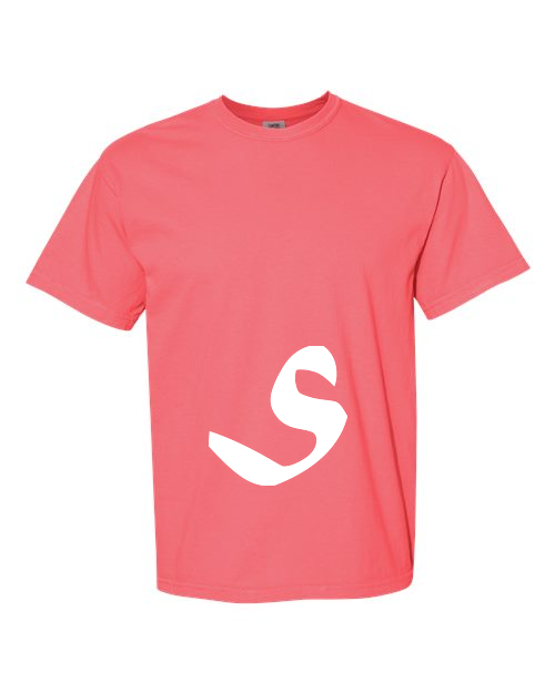 Alphabet S T-Shirt 9 inch calligraphy White ink, Watermelon