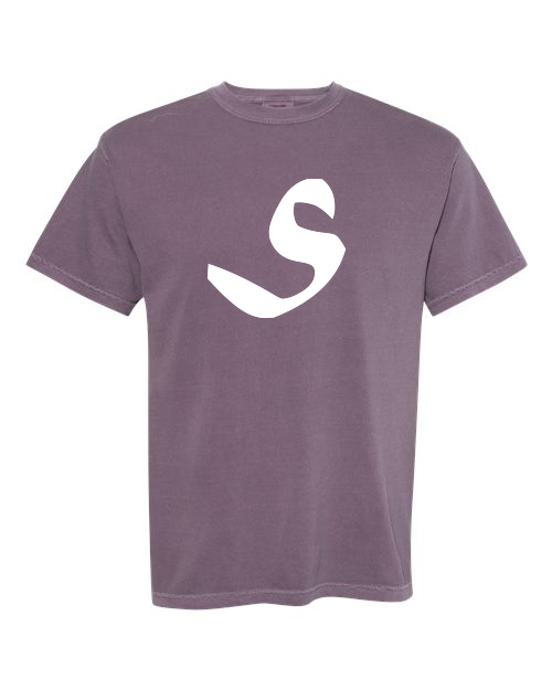 Alphabet S T-Shirt 9 inch calligraphy White ink, Wine