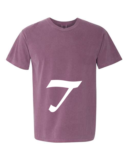 Alphabet T T-Shirt 9 inch calligraphy White ink, Berry