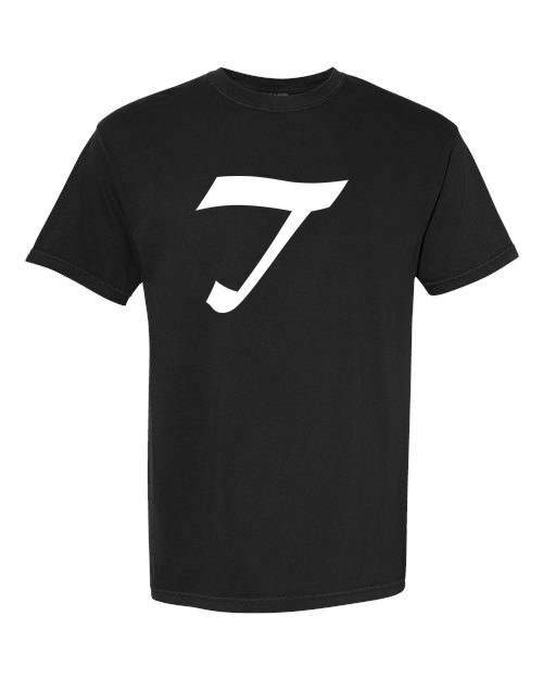 Alphabet T T-Shirt 9 inch calligraphy White ink, Black