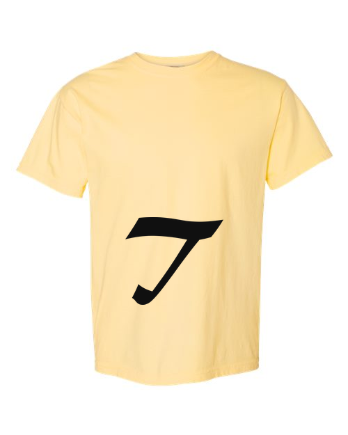 Alphabet T T-Shirt 9 inch calligraphy Black ink, Butter
