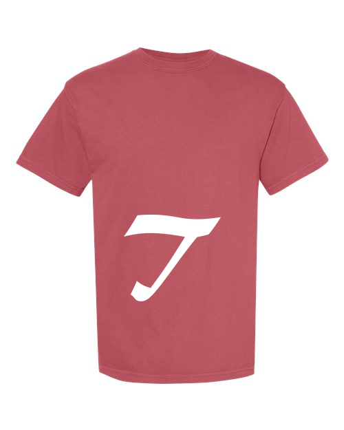 Alphabet T T-Shirt 9 inch calligraphy White ink, Crimson