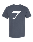 Alphabet T T-Shirt 9 inch calligraphy White ink, Denim