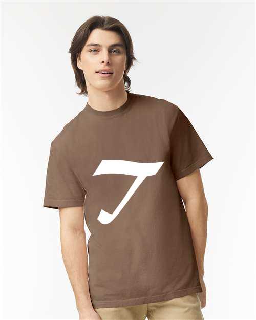 Alphabet T T-Shirt 9 inch calligraphy White ink, Espresso