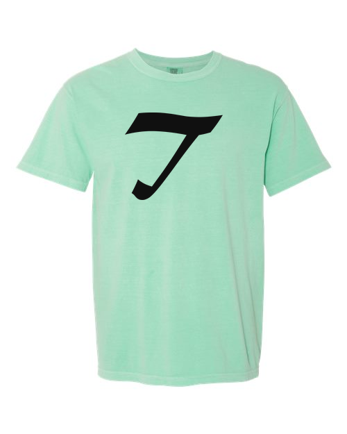 Alphabet T T-Shirt 9 inch calligraphy Black ink, Island Reef