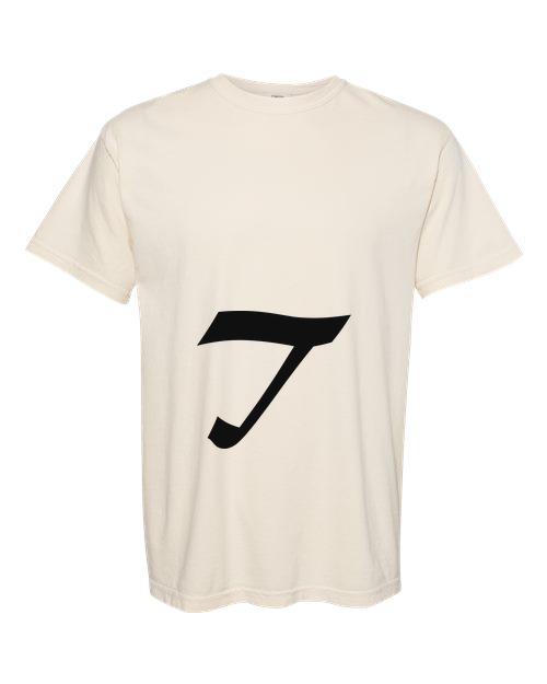 Alphabet T T-Shirt 9 inch calligraphy Black ink, Ivory