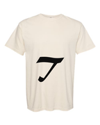 Alphabet T T-Shirt 9 inch calligraphy Black ink, Ivory