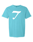 Alphabet T T-Shirt 9 inch calligraphy White ink, Lagoon