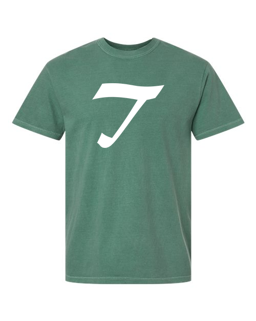 Alphabet T T-Shirt 9 inch calligraphy White ink, Light Green