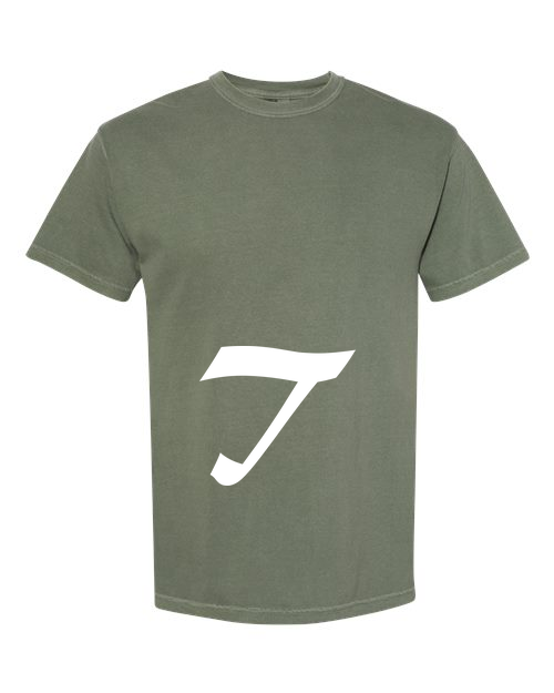 Alphabet T T-Shirt 9 inch calligraphy White ink, Moss