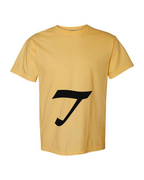 Alphabet T T-Shirt 9 inch calligraphy Black ink, Mustard