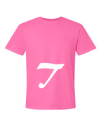 Alphabet T T-Shirt 9 inch calligraphy White ink, Neon Pink