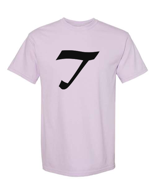 Alphabet T T-Shirt 9 inch calligraphy Black ink, Orchid
