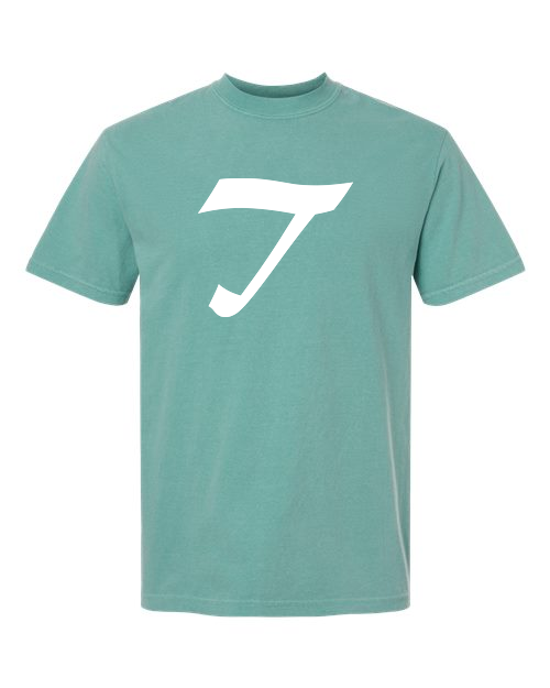 Alphabet T T-Shirt 9 inch calligraphy White ink, Seafoam