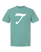 Alphabet T T-Shirt 9 inch calligraphy White ink, Seafoam