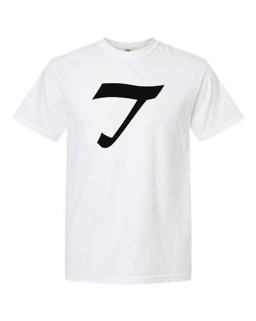 Alphabet T T-Shirt 9 inch calligraphy Black ink, White