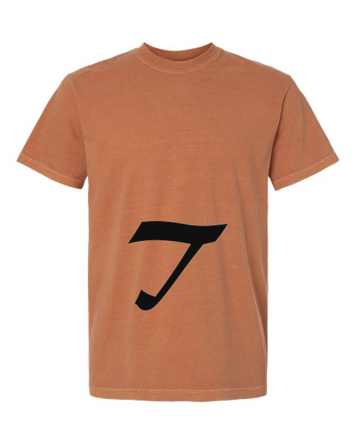 Alphabet T T-Shirt 9 inch calligraphy Black ink, Yam