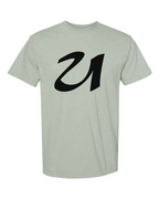 Alphabet U T-Shirt 9 inch calligraphy Black ink, Bay