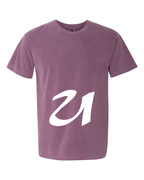 Alphabet U T-Shirt 9 inch calligraphy White ink, Berry