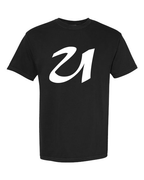 Alphabet U T-Shirt 9 inch calligraphy White ink, Black