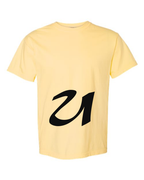 Alphabet U T-Shirt 9 inch calligraphy Black ink, Butter