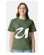 Alphabet U T-Shirt 9 inch calligraphy White ink, Hemp
