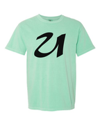 Alphabet U T-Shirt 9 inch calligraphy Black ink, Island Reef