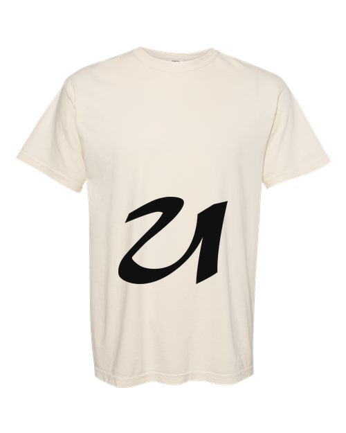 Alphabet U T-Shirt 9 inch calligraphy Black ink, Ivory