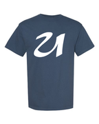 Alphabet U T-Shirt 9 inch calligraphy White ink, Midnight
