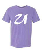 Alphabet U T-Shirt 9 inch calligraphy White ink, Violet