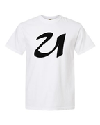 Alphabet U T-Shirt 9 inch calligraphy Black ink, White