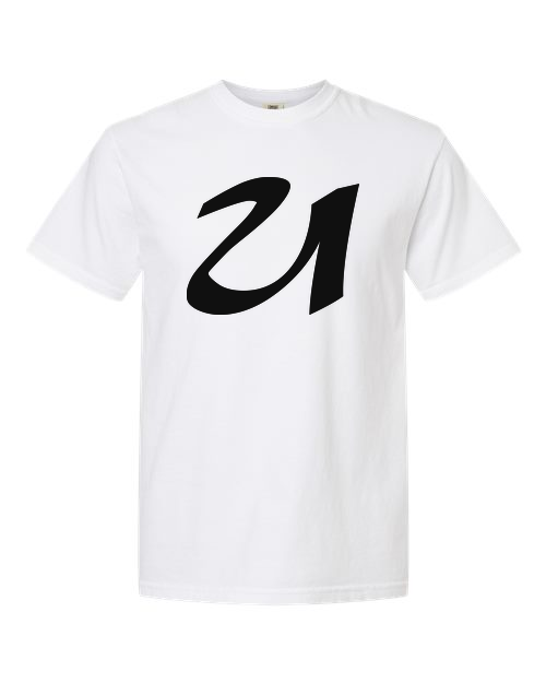 Alphabet U T-Shirt 9 inch calligraphy Black ink, White