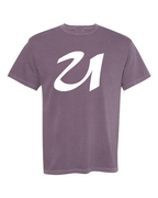 Alphabet U T-Shirt 9 inch calligraphy White ink, Wine