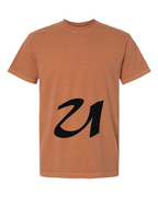 Alphabet U T-Shirt 9 inch calligraphy Black ink, Yam
