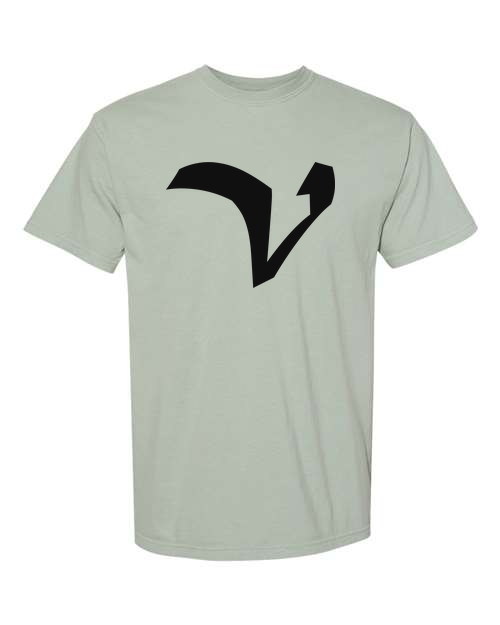 Alphabet V T-Shirt 9 inch calligraphy Black ink, Bay