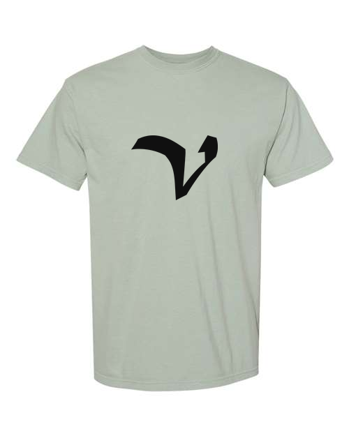 Alphabet V T-Shirt 9 inch calligraphy Black ink, Bay