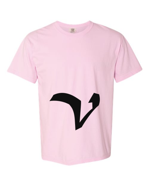Alphabet V T-Shirt 9 inch calligraphy Black ink, Blossom