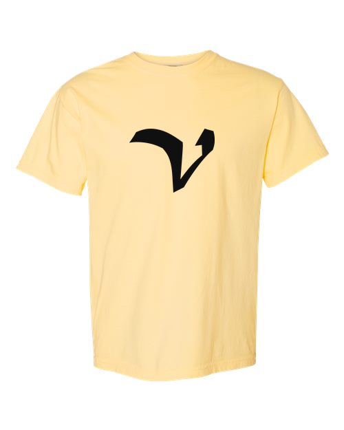 Alphabet V T-Shirt 9 inch calligraphy Black ink, Butter
