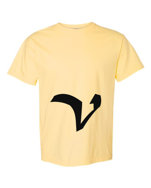Alphabet V T-Shirt 9 inch calligraphy Black ink, Butter