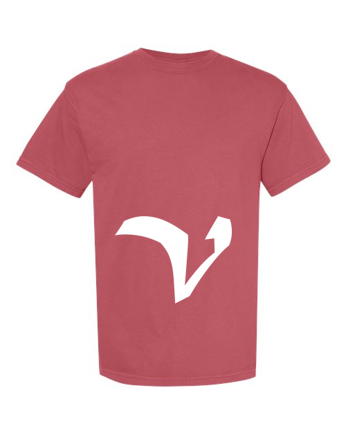 Alphabet V T-Shirt 9 inch calligraphy White ink, Crimson