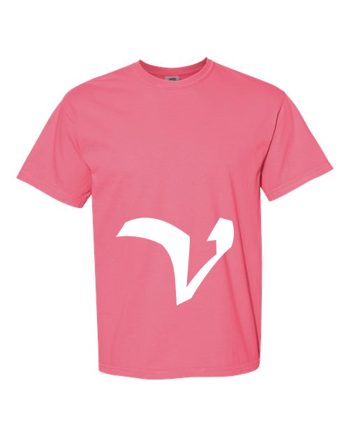 Alphabet V T-Shirt 9 inch calligraphy White ink, Crunchberry