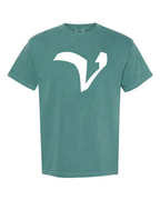 Alphabet V T-Shirt 9 inch calligraphy White ink, Emerald