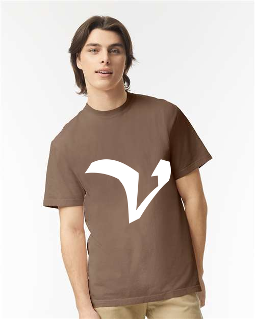 Alphabet V T-Shirt 9 inch calligraphy White ink, Espresso