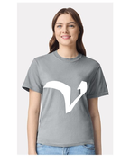 Alphabet V T-Shirt 9 inch calligraphy White ink, Granite