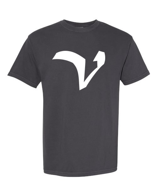 Alphabet V T-Shirt 9 inch calligraphy White ink, Graphite