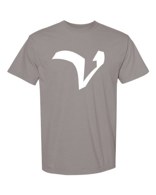 Alphabet V T-Shirt 9 inch calligraphy White ink, Grey
