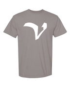 Alphabet V T-Shirt 9 inch calligraphy White ink, Grey
